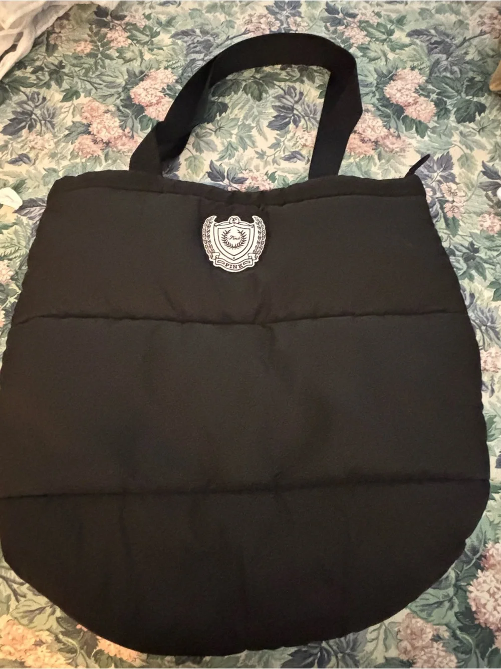 PINK Victoria's Secret Black Quilted Crest Tote